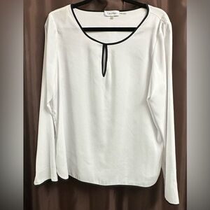 Calvin Klein White Blouse with Black Accents. new without tags